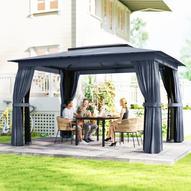 Outsunny 10 x 12 Foot Soft Top Outdoor Patio Gazebo with Curtains