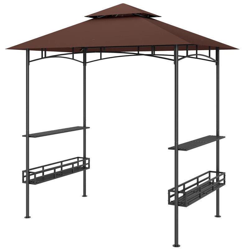 Outsunny 8 x 5 Foot Outdoor Grill Gazebo with Storage Baskets