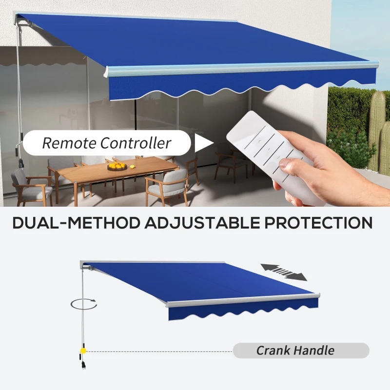 Outsunny 13 x 10 Foot Remote Control Retractable Awning with LED Lights
