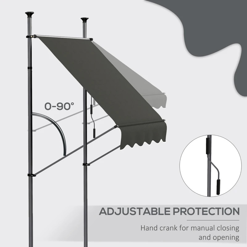 Outsunny 5 x 4 Foot Tension-Mount Manual Retractable Door or Window Awning