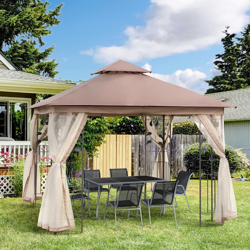 Outsunny 10 x 10 Foot Metal Tree Motif Patio Gazebo