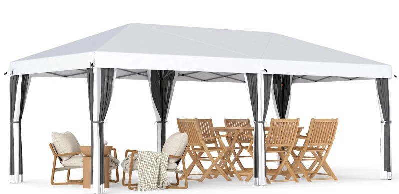 Outsunny 10 x 20 Foot Heavy-Duty Pop Up Netted Canopy Tent