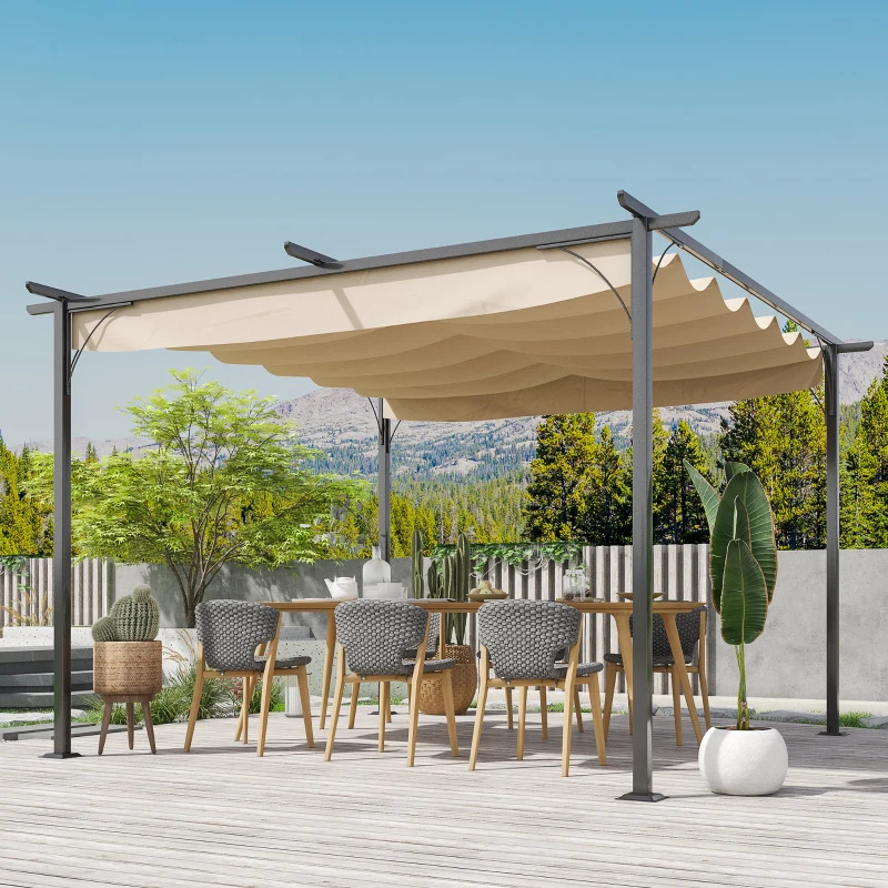Outsunny 11 1/2 x 11 1/2 Foot Outdoor Retractable Pergola