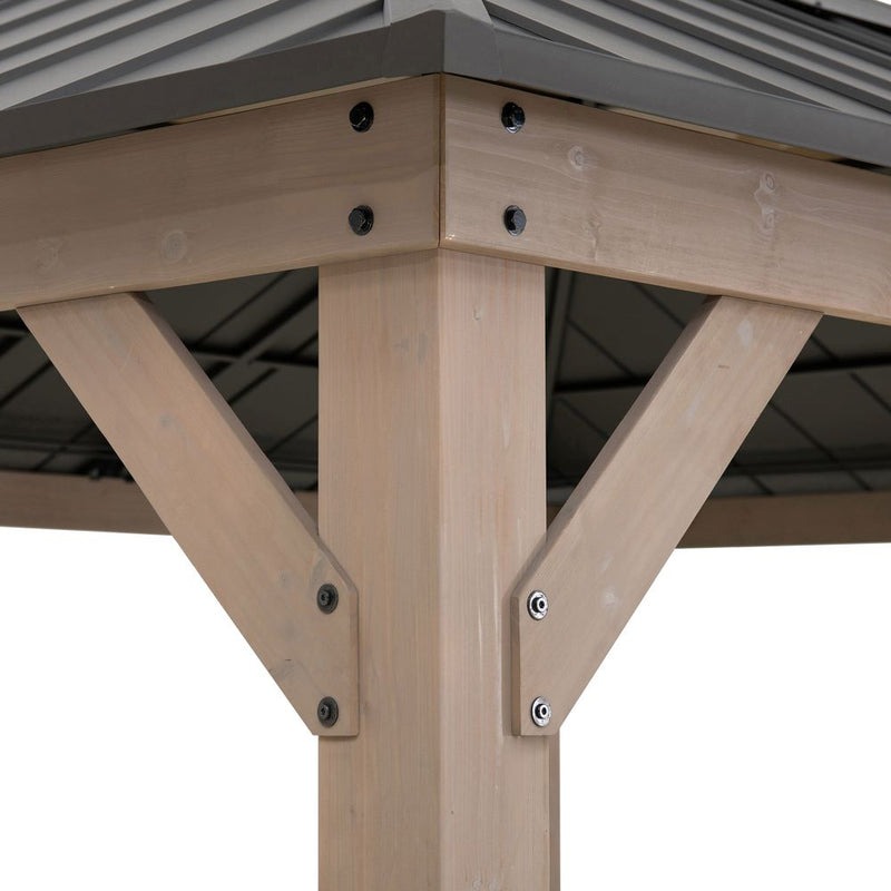 Sunjoy 13 x 15 Foot Hardtop Skylight Cedar Gazebo