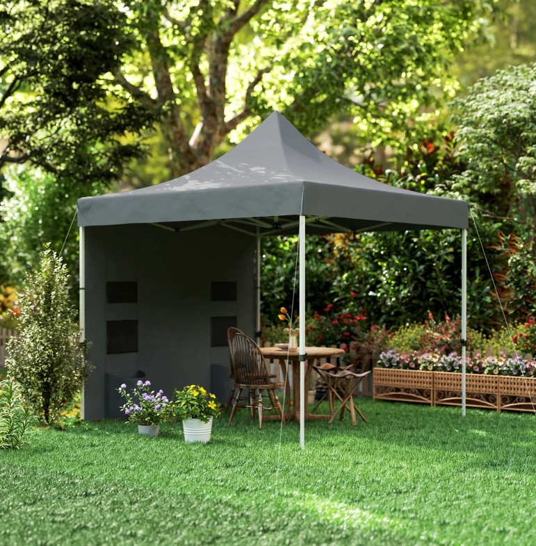 Outsunny 10 x 10 Foot Heavy Duty Pop Up Canopy Tent with Storage Pockets
