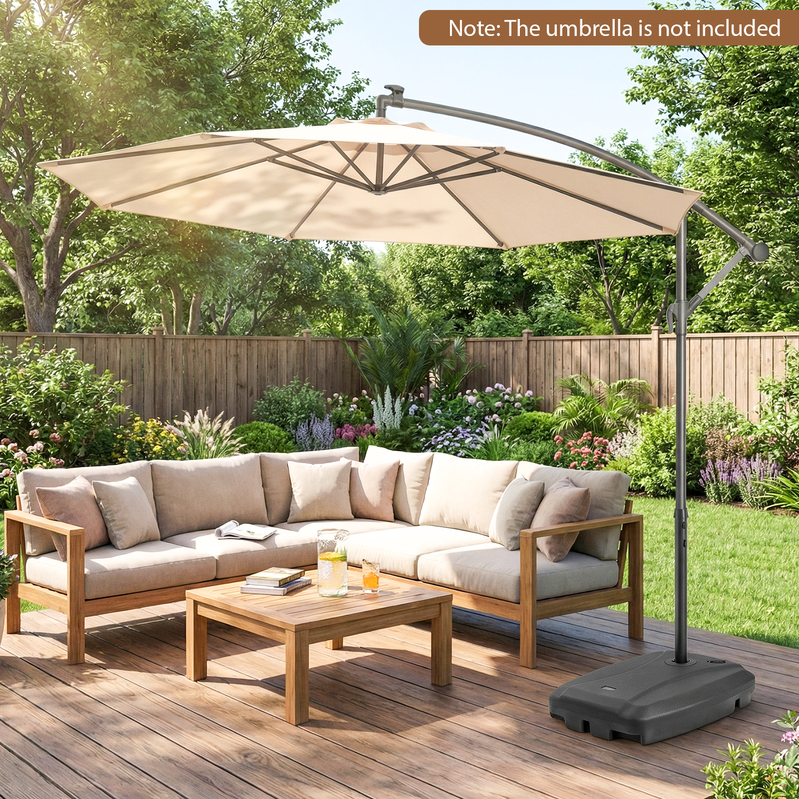 Costway 33 x 25 Inch Fillable Cantilever Patio Umbrella Base - 220 Pounds