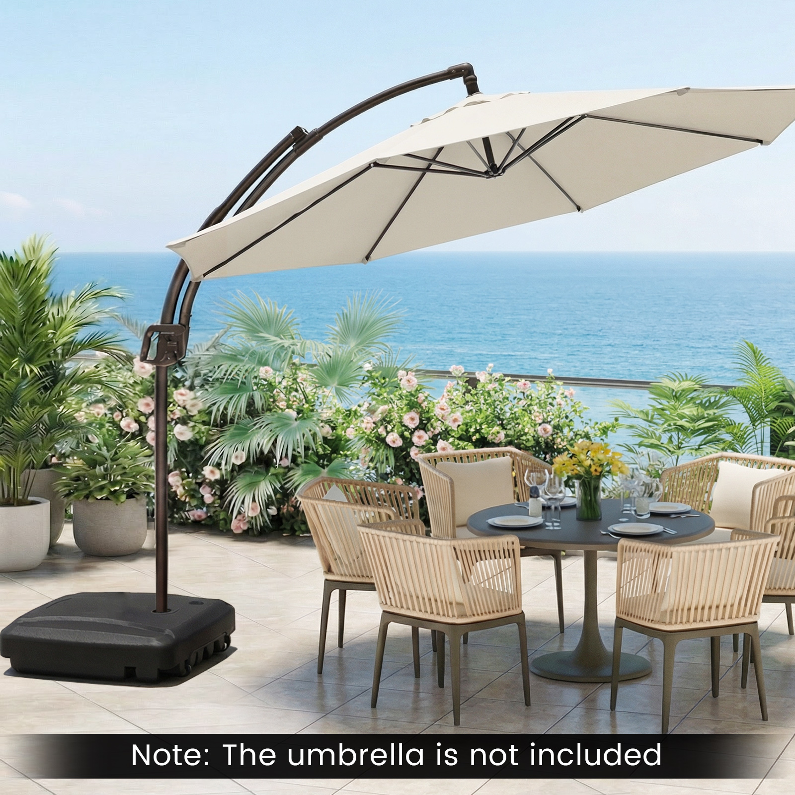 Costway 32 x 24 Inch Wheeled Cantilever Patio Umbrella Base - 225 Pounds