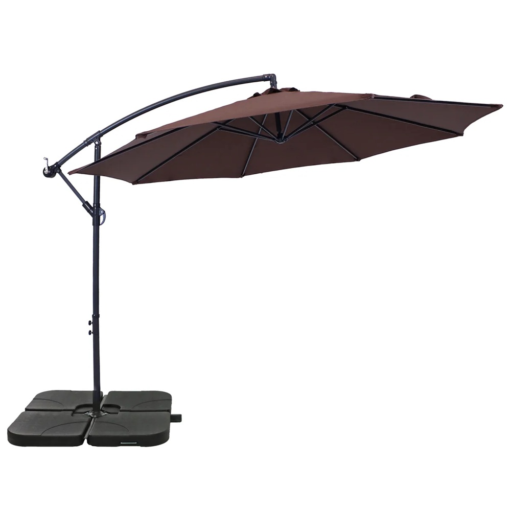Sunnydaze 10 Foot Offset Cantilever Patio Umbrella with Square Cross-Base