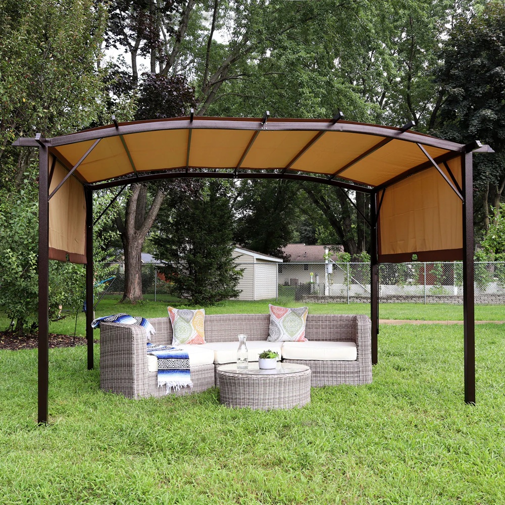 Sunnydaze 9 x 12 Foot Arched Pergola with Retractable Side Panels