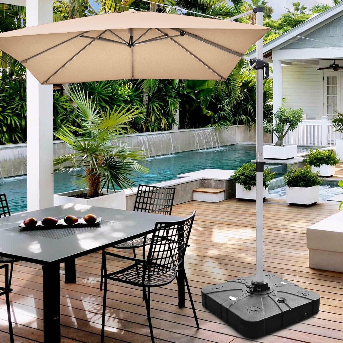 Costway 34 Inch Fillable Wheeled Offset Patio Umbrella Base - 260 Pounds