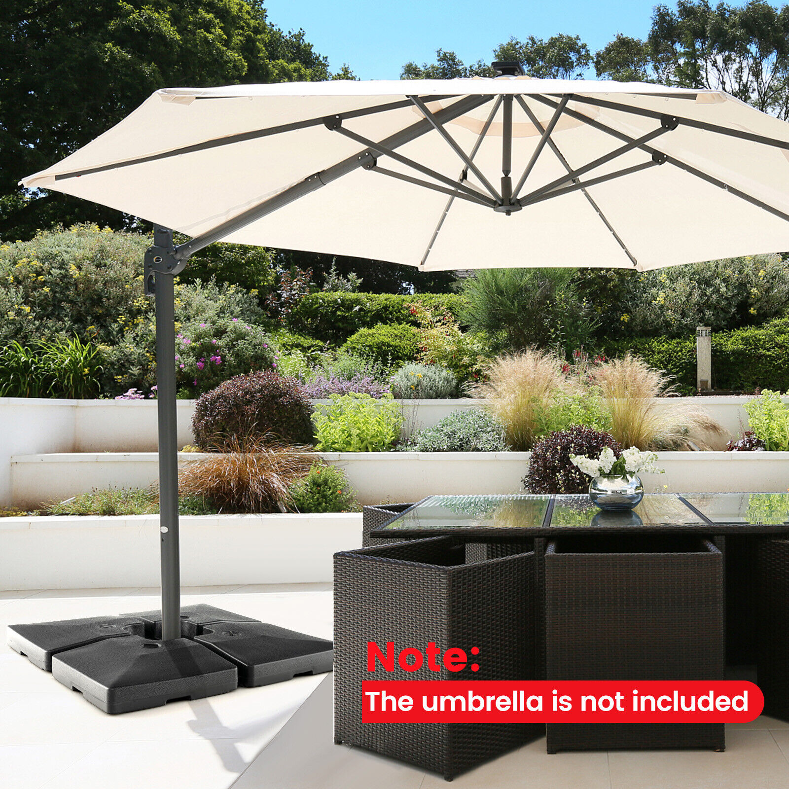 Costway 4 Piece 20 Liter Cantilever Patio Umbrella Base Set
