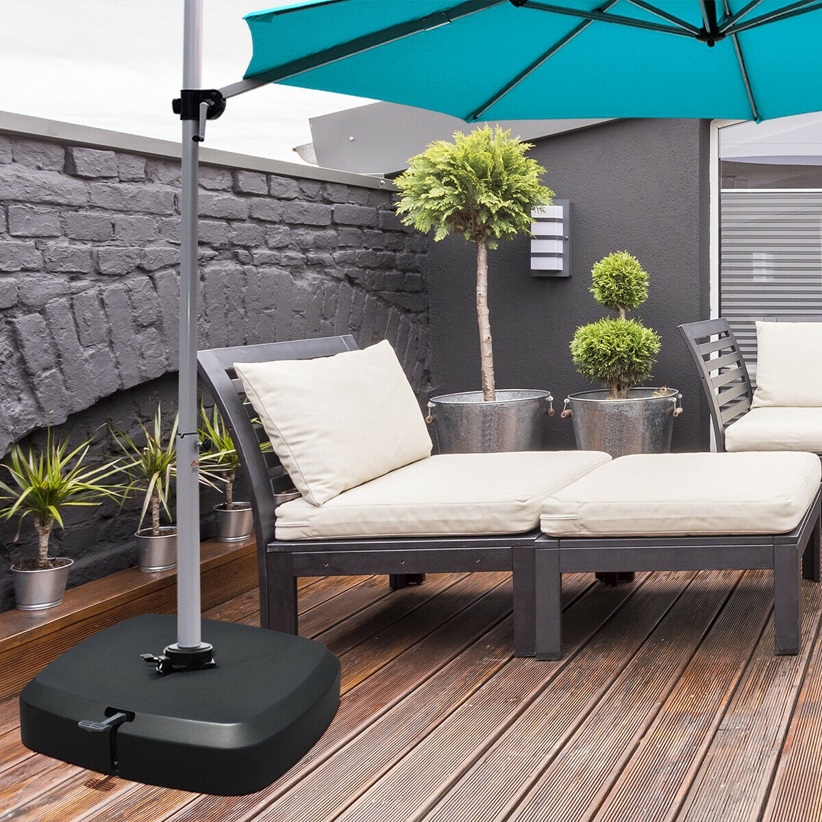 Costway 35 Inch Heavy Duty Steel Frame Offset Umbrella Base - 330 Pounds