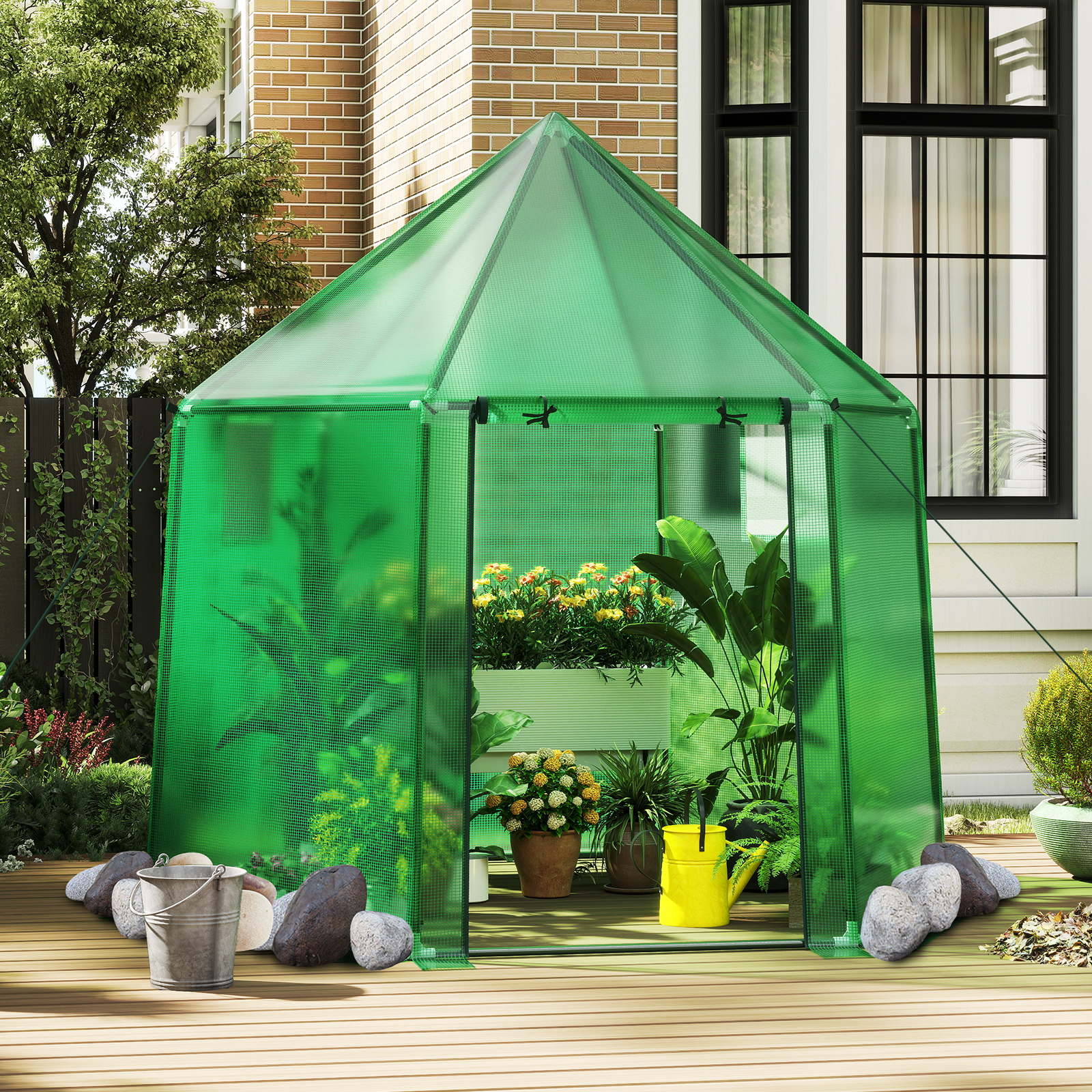 Costway 78 x 68 Inch Portable Walk-In Warm Greenhouse with Cover