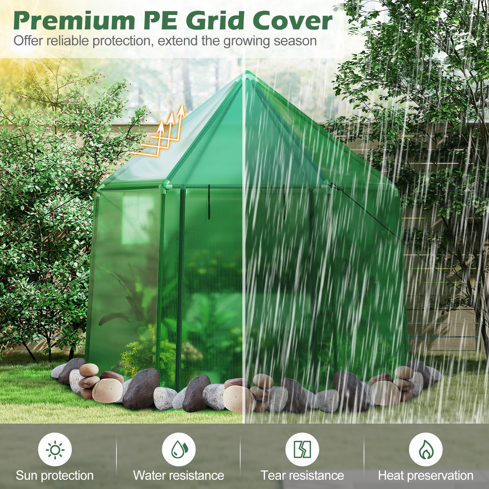 Costway 78 x 68 Inch Portable Walk-In Warm Greenhouse with Cover
