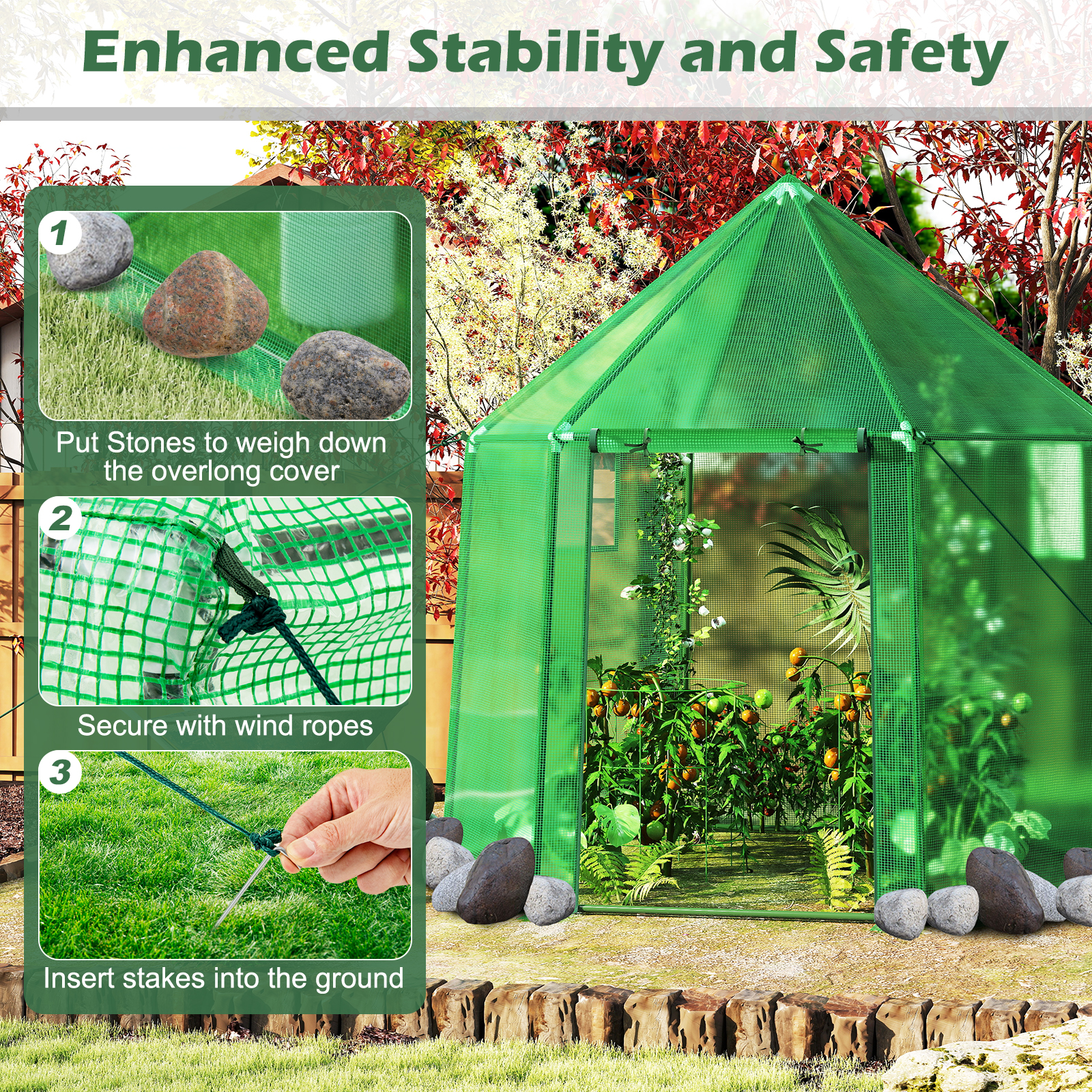 Costway 78 x 68 Inch Portable Walk-In Warm Greenhouse with Cover