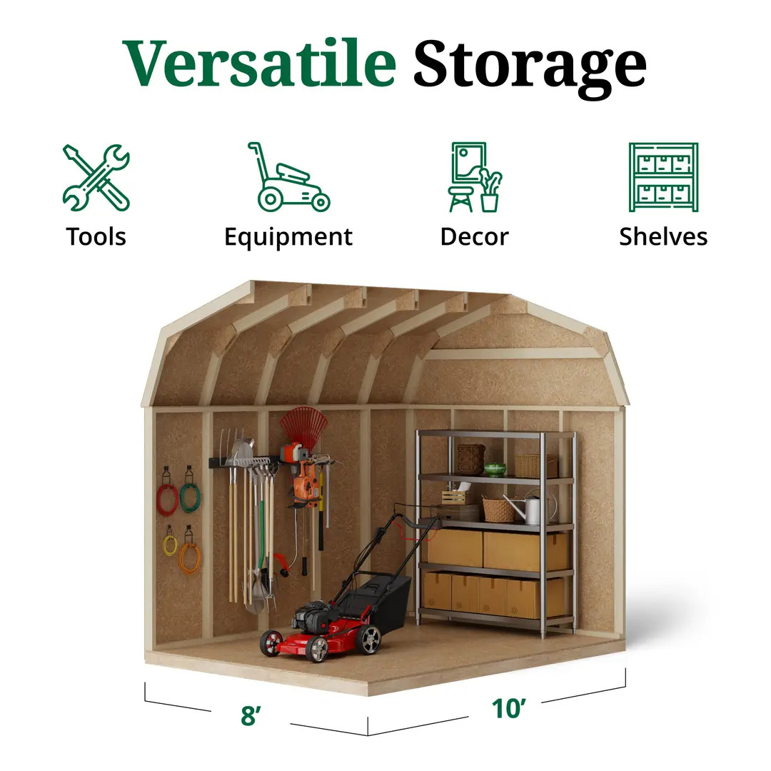 Little Cottage Co. 8 x 10 Foot Value Gambrel Barn with 6 Foot Sidewalls and Floor - Precut Kit