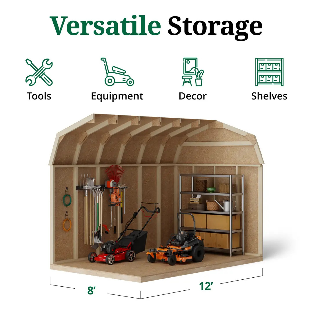 Little Cottage Co. 8 x 12 Foot Value Gambrel Barn with 6 Foot Sidewalls and Floor - Precut Kit