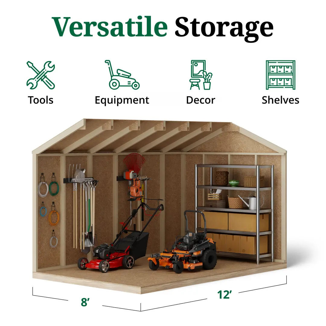 Little Cottage Co. 8 x 12 Foot Value Gable Shed with Floor - Precut Kit