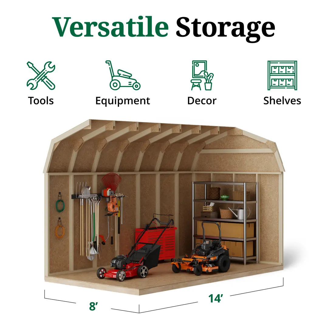 Little Cottage Co. 8 x 14 Foot Value Gambrel Barn with 6 Foot Sidewalls and Floor - Precut Kit