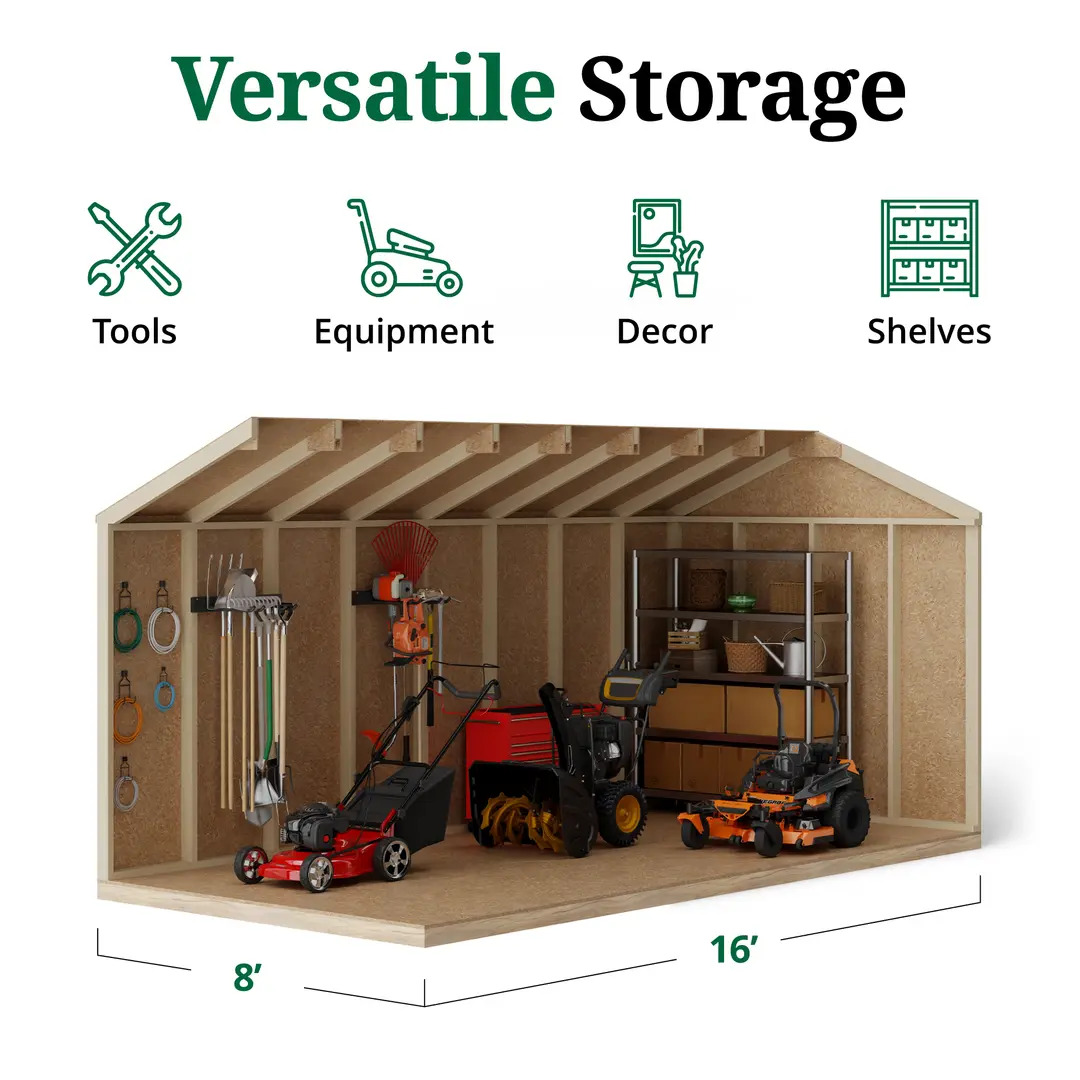 Little Cottage Co. 8 x 16 Foot Value Gable Shed with Floor - Precut Kit