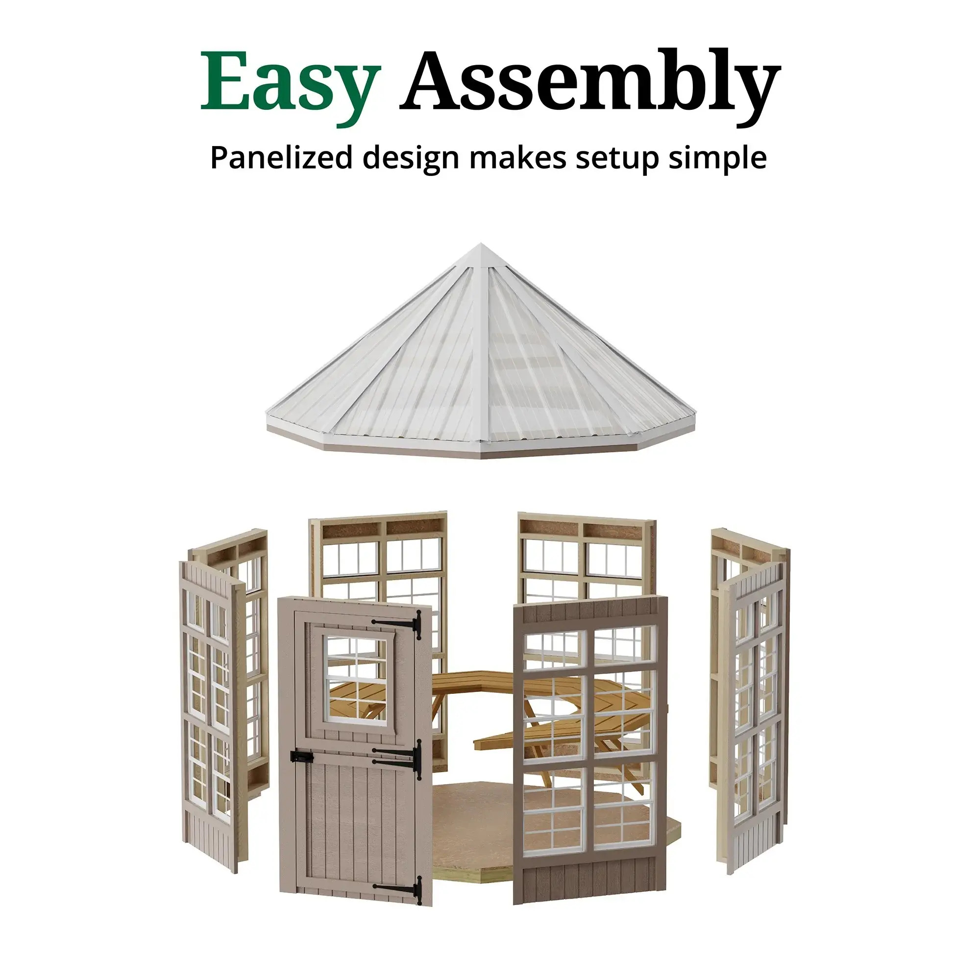 Little Cottage Co. 8 x 8 Octagon Greenhouse Panelized Kit