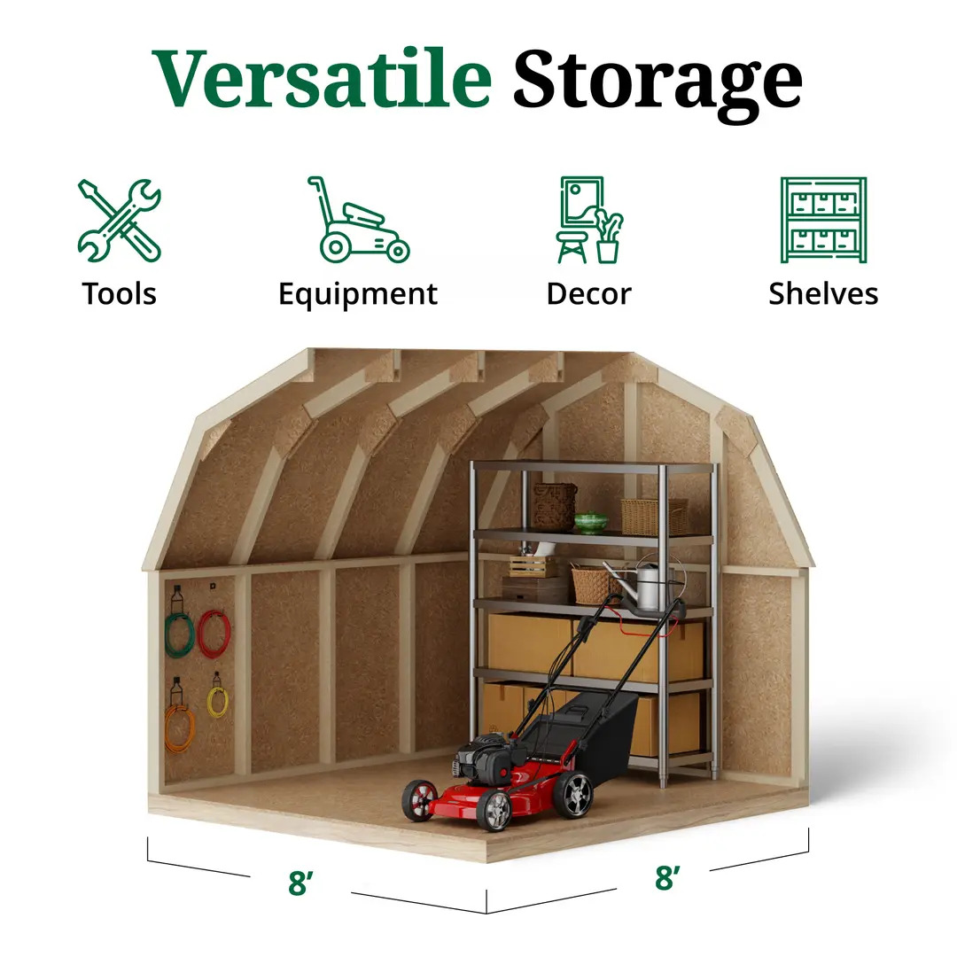 Little Cottage Co. 8 x 8 Foot Value Gambrel Barn with 4 Foot Sidewalls and Floor - Precut Kit