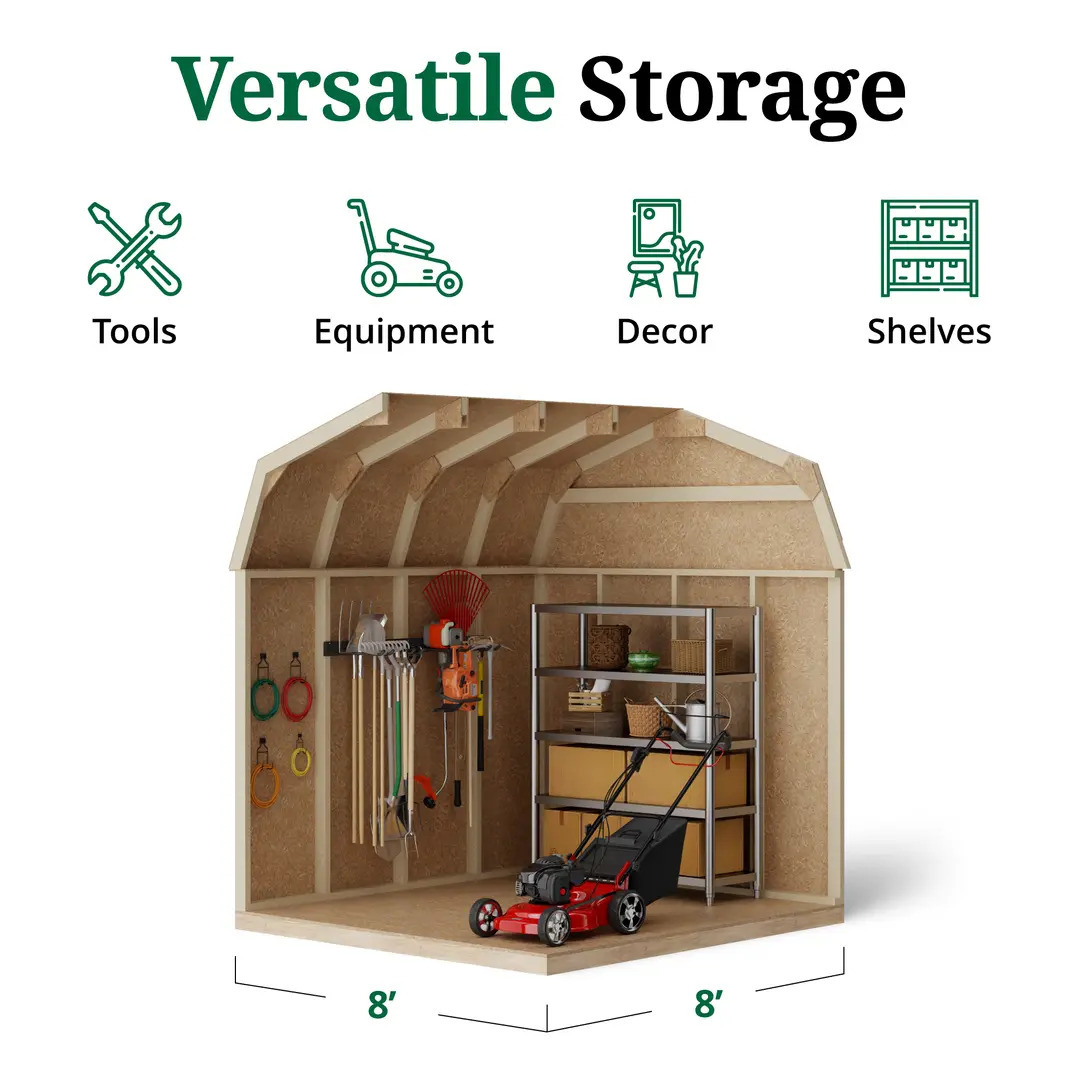 Little Cottage Co. 8 x 8 Foot Value Gambrel Barn with 6 Foot Sidewalls - Precut Kit