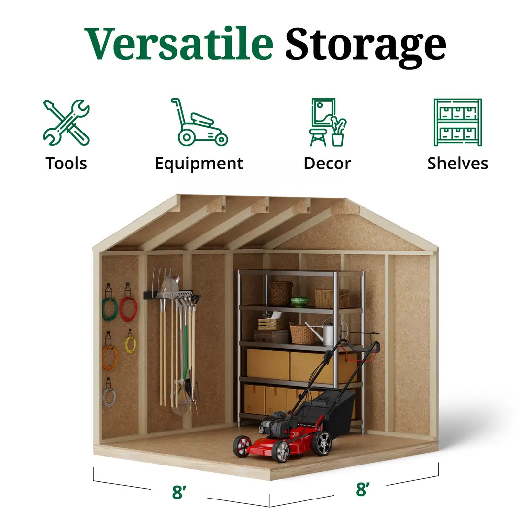 Little Cottage Co. 8 x 8 Foot Value Gable Shed with Floor - Precut Kit