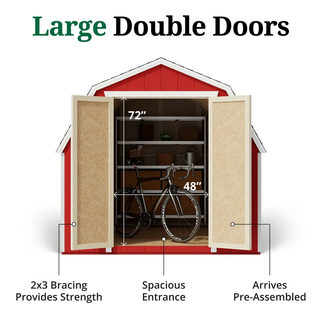 Little Cottage Co. 8 x 10 Foot Value Gambrel Barn with 4 Foot Sidewalls and Floor - Precut Kit
