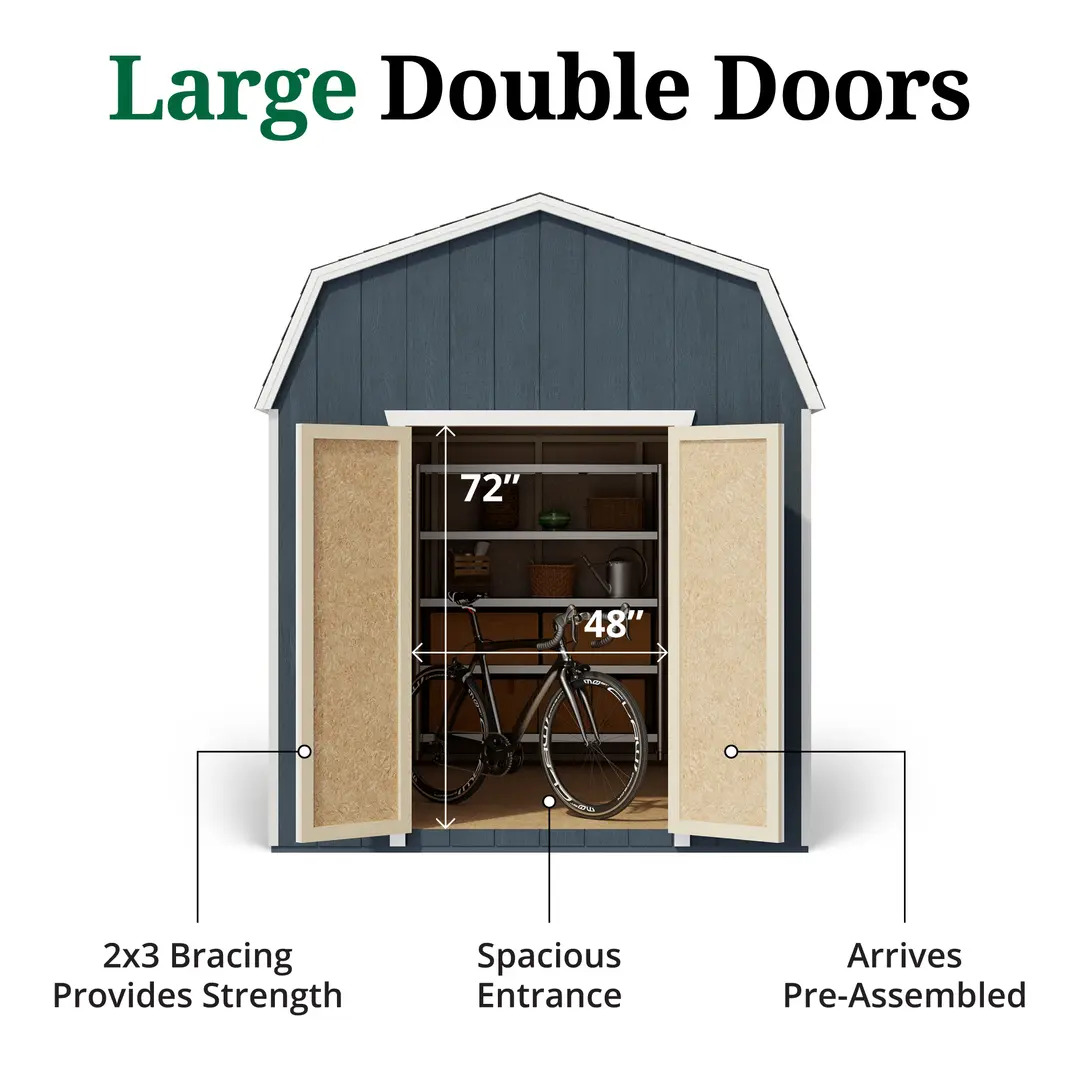 Little Cottage Co. 8 x 10 Foot Value Gambrel Barn with 6 Foot Sidewalls - Precut Kit