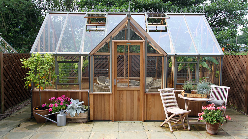 Alton Cambridge T-Shaped Half-Boarded Cedar Greenhouse