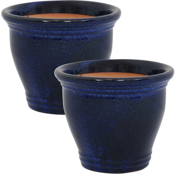 Sunnydaze 11 Inch Studio Ceramic Planter - 2 Pack