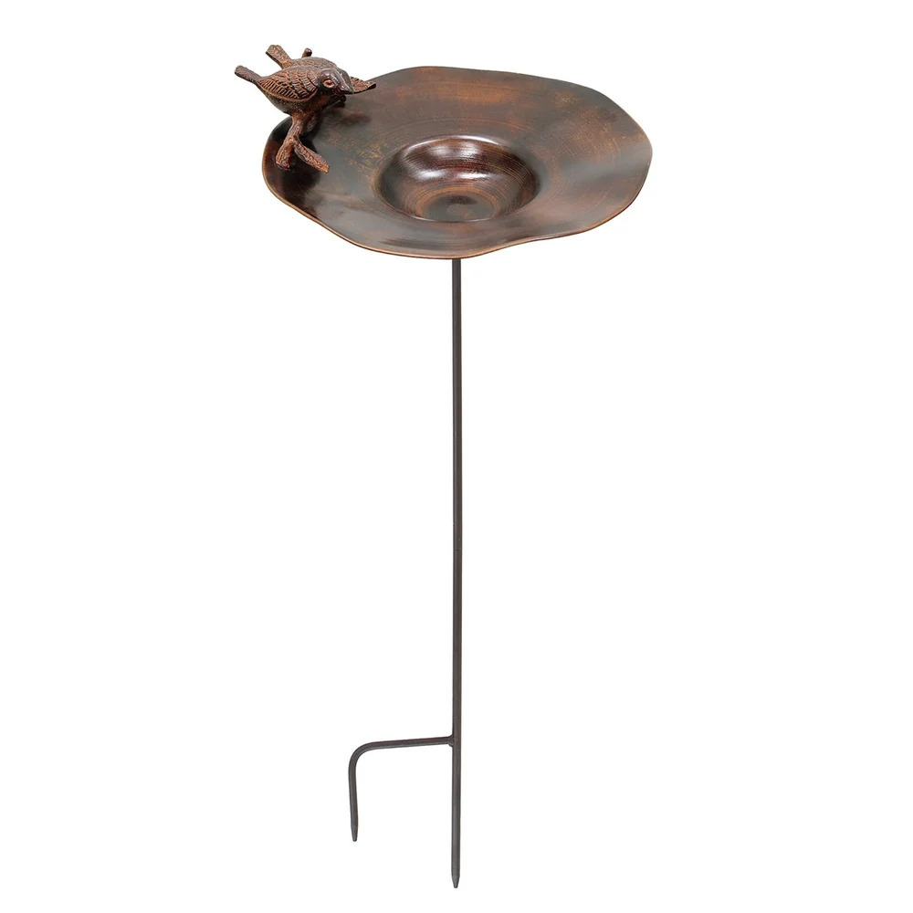 Achla 13 Inch Antiqued Brass Birdbath with Birds