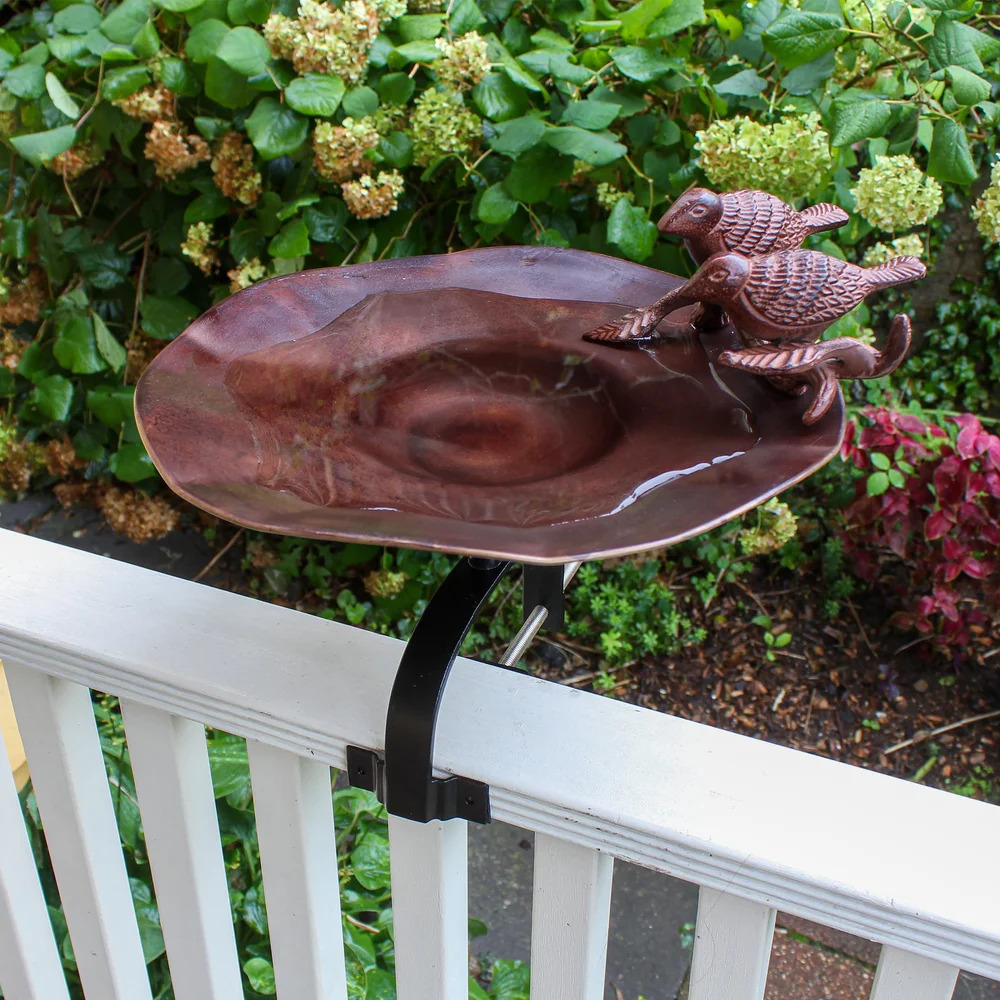 Achla 13 Inch Antiqued Brass Birdbath with Birds