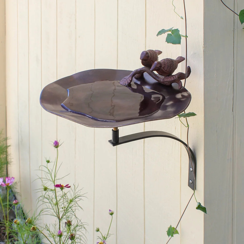 Achla 13 Inch Antiqued Brass Birdbath with Birds