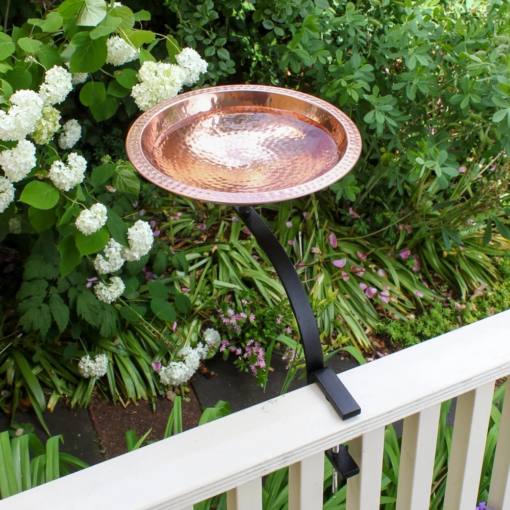 Achla 12 Inch Hammered Copper Birdbath with Rim