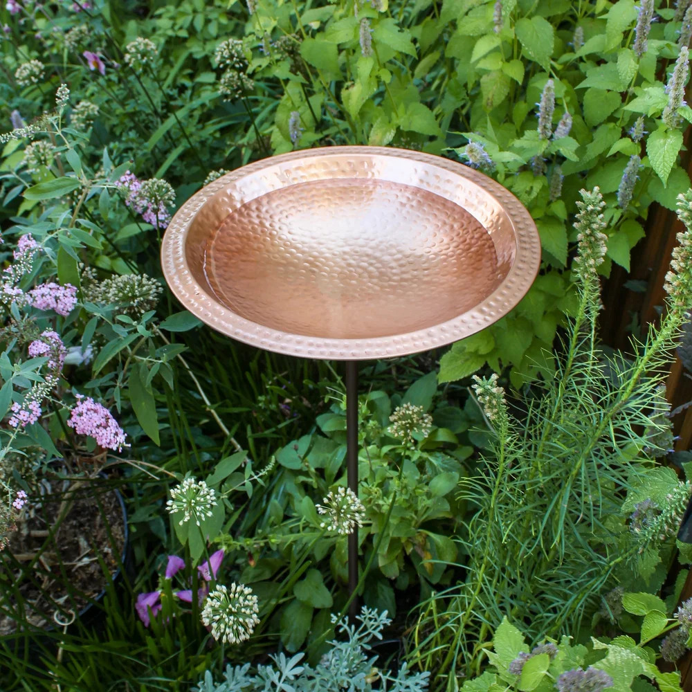 Achla 14 Inch Hammered Copper Birdbath