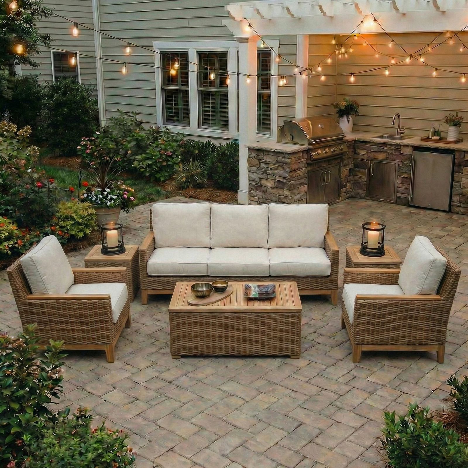 Royal Teak Collection Honey Wicker Boca Sofa