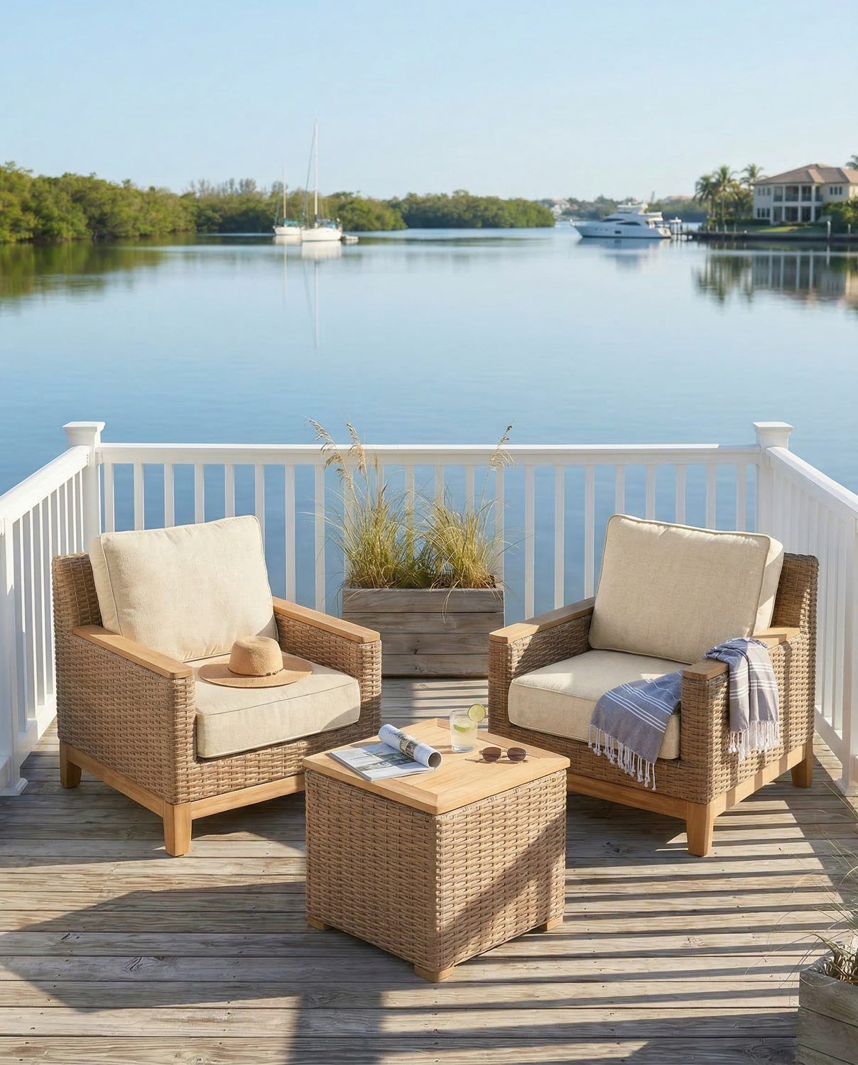 Royal Teak Collection Honey Wicker Boca Club Chair