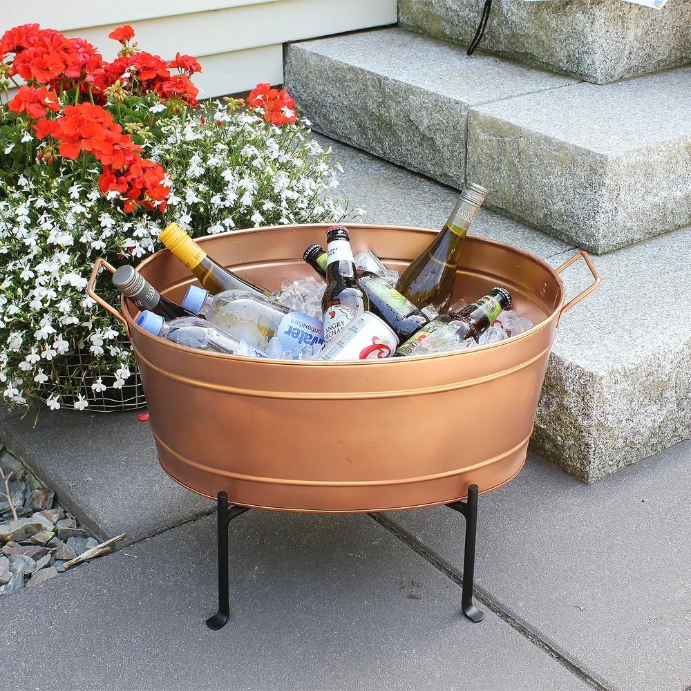 Achla 24 x 15 Inch Oval Copper-Plated Steel Tub
