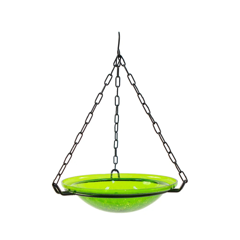Achla 14 Inch Hanging Crackle Glass Birdbath
