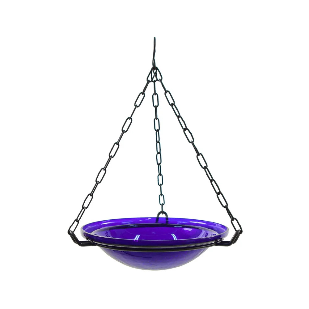 Achla 14 Inch Hanging Crackle Glass Birdbath