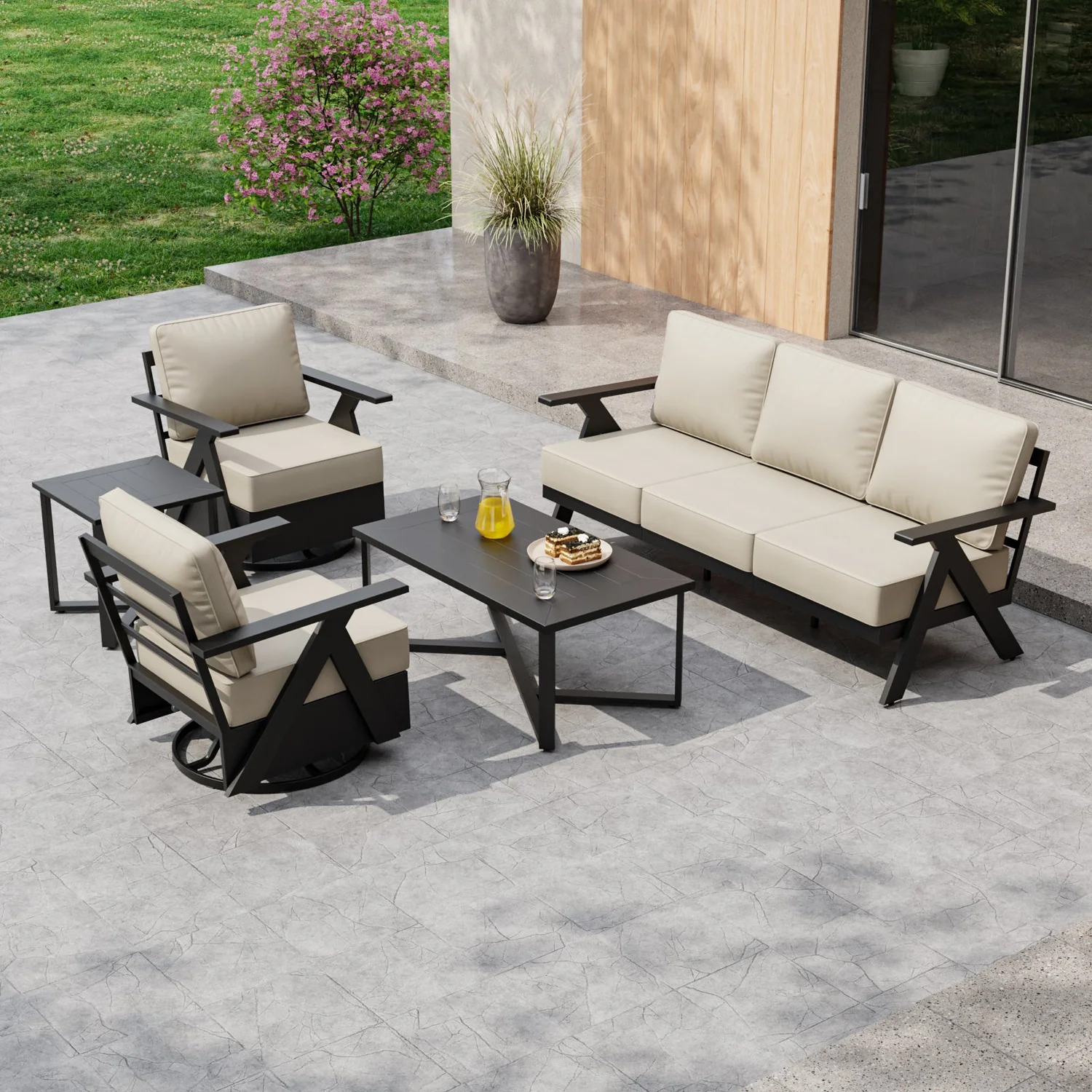 Eagle Peak 5 Piece Urban Slate Outdoor Bistro Patio Set
