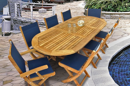 Royal Teak Collection 72 to 96 Inch Oval Expanding Family Table