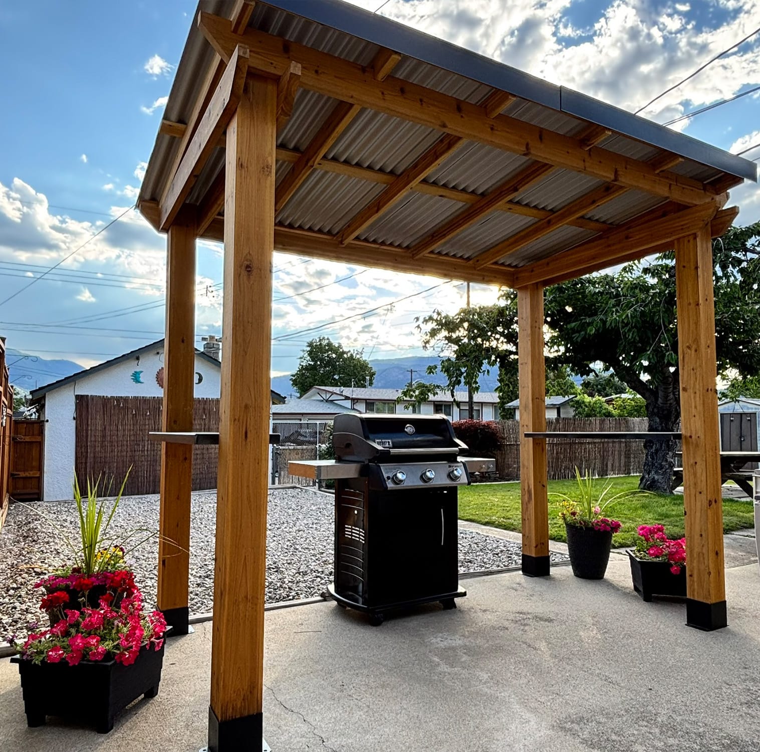 Outdoor Living Today 8 x 5 Foot Cedar Grill Gazebo with Shelves