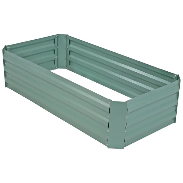 Sunnydaze 4 x 2 Foot Galvanized Steel Rectangular Raised Garden Bed
