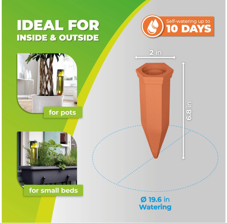 Bio Green Clay Watering Stakes for Bottles