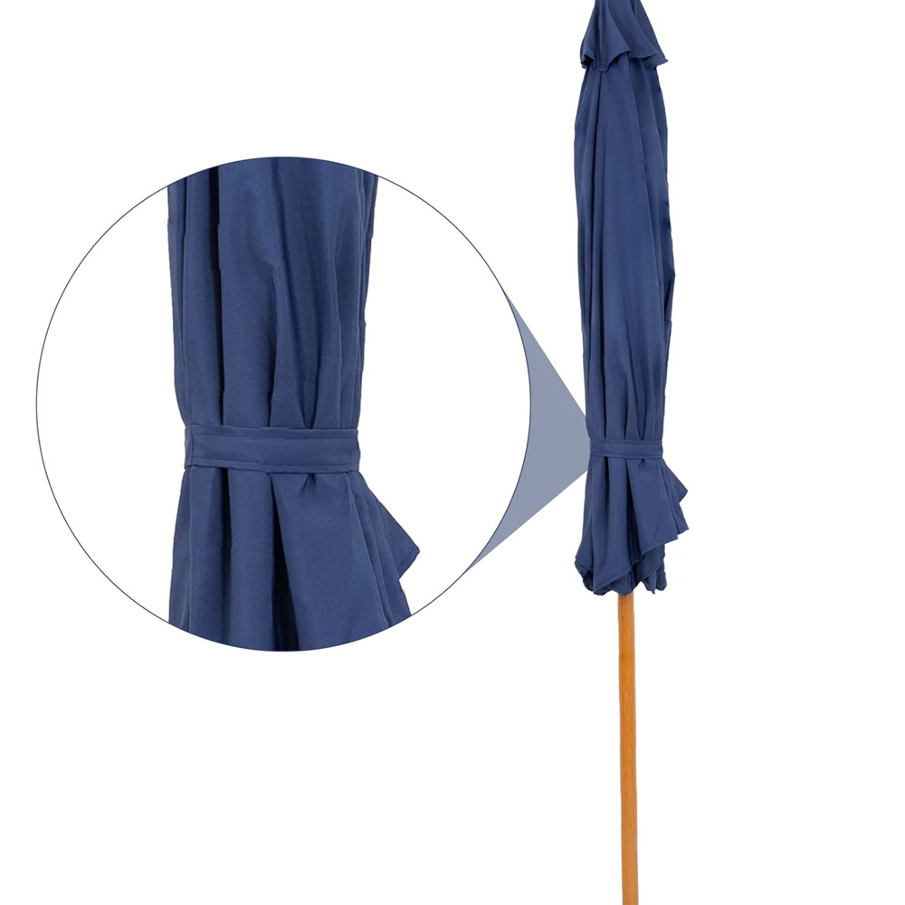 Sunnydaze 9 Foot Faux Woodgrain Crank Patio Umbrella with Solar Lights