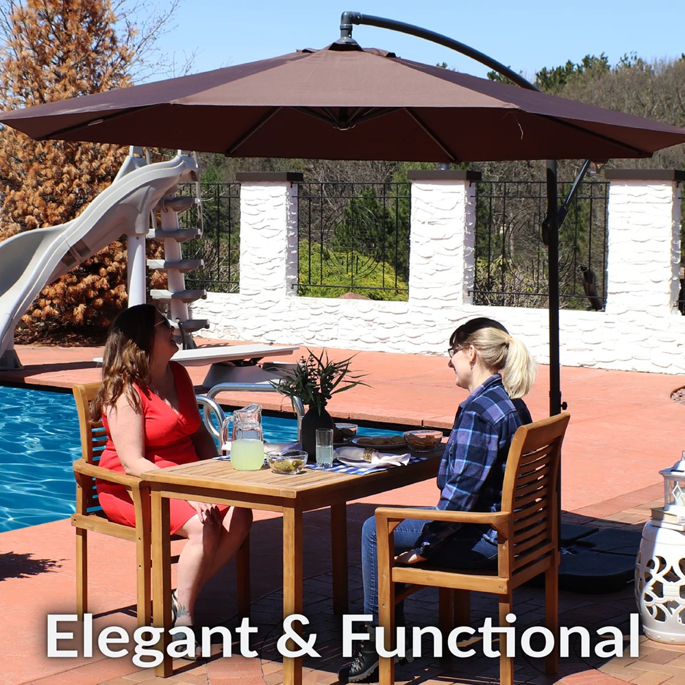 Sunnydaze 10 Foot Offset Cantilever Patio Umbrella with Square Cross-Base