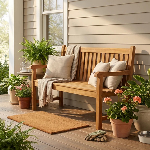 Sunnydaze 50 Inch Two-Person Outdoor Teak Wood Garden Bench